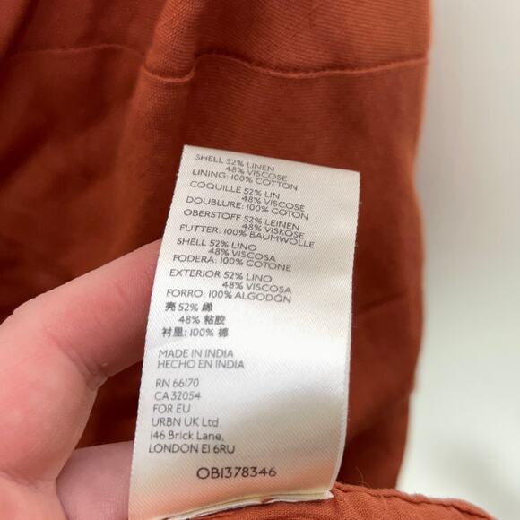 ANTHROPOLOGIE x MAEVE Linen Twist Front Mini Dress Rusted Orange {G12} - Picture 7 of 7